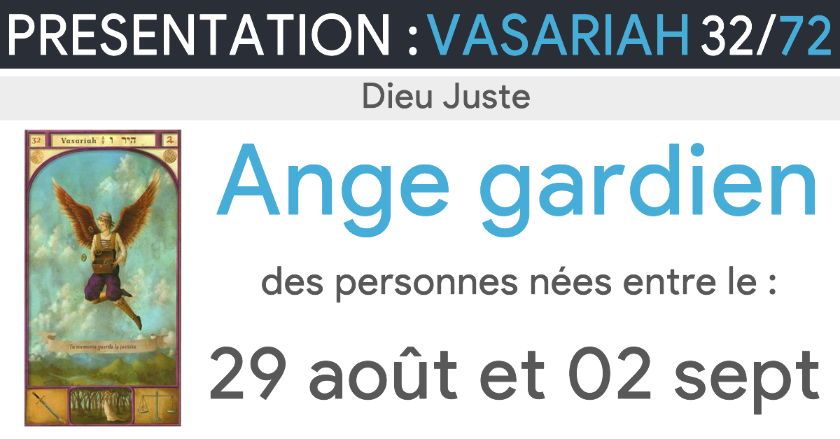 Ange Vasariah Gardien du 29 août au 02 sept Présentation et Prière